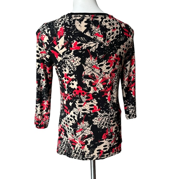 Laura Ashley 3/4 Sleeve Henley Snap Button Top, Sz S - Picture 2 of 10